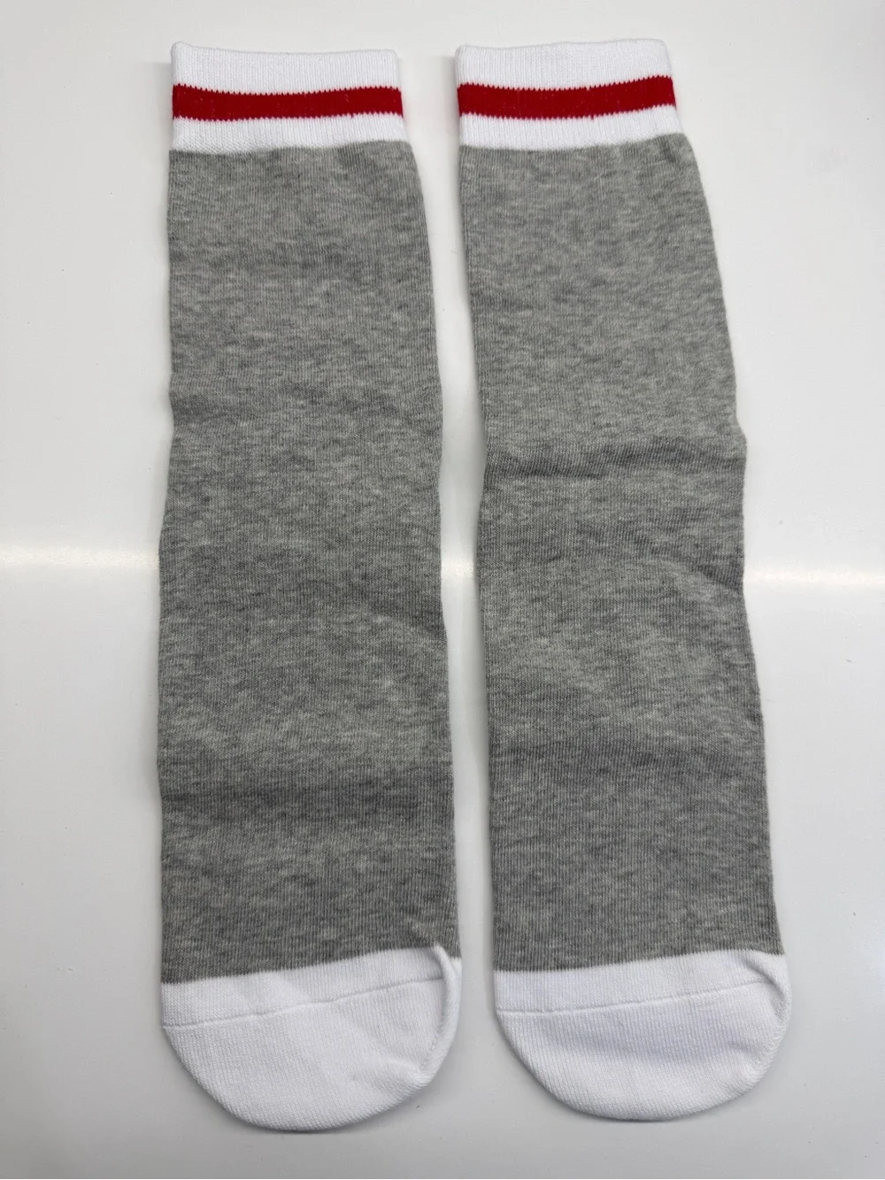 Sam Adam’s Gray Crew Socks with White Heel and Black Text - Men's Socks